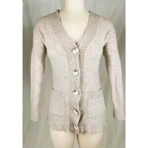 Charter Club 100% Cashmere V-Neck Cardigan Sweater Oatmeal XS
